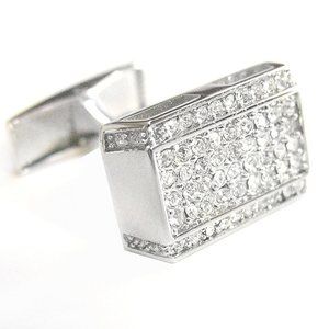 NEW! Clear Diamond Colored Crystal Cufflinks